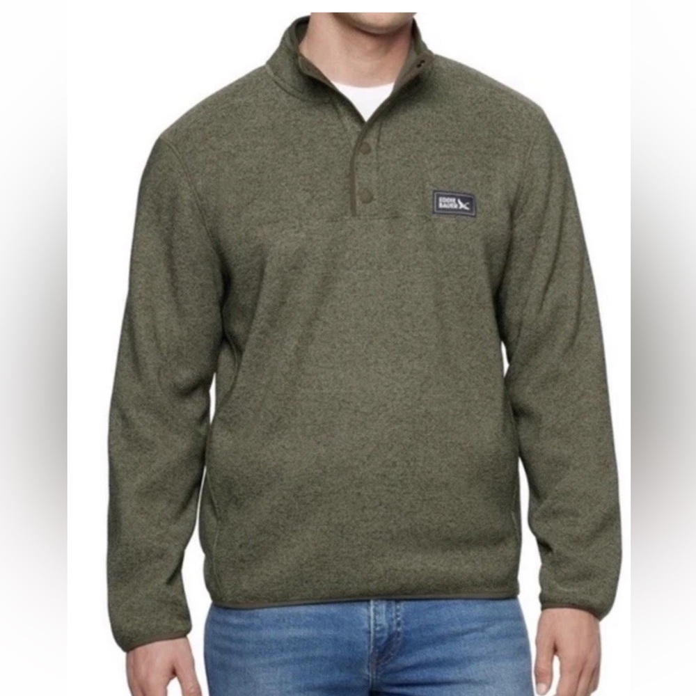 Eddie Bauer Men's Sweater Fleece 1/4 Snap Pullover Size Large Green NEW MSRP $90